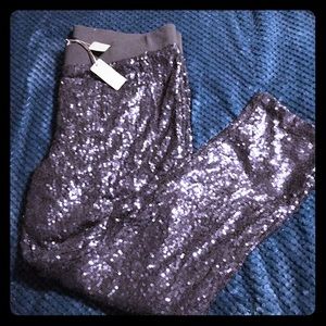 Navy blue sequin pants
